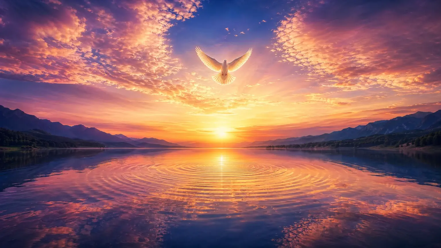 Devetnica Duhu Svetomu — bijela golubica u zlatnom nebeskom svjetlu, simbol devetdnevne molitve pred Duhove